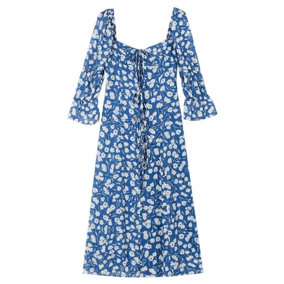 BOHO gypsy Floral print lace up midi dress - Picture 6 of 6